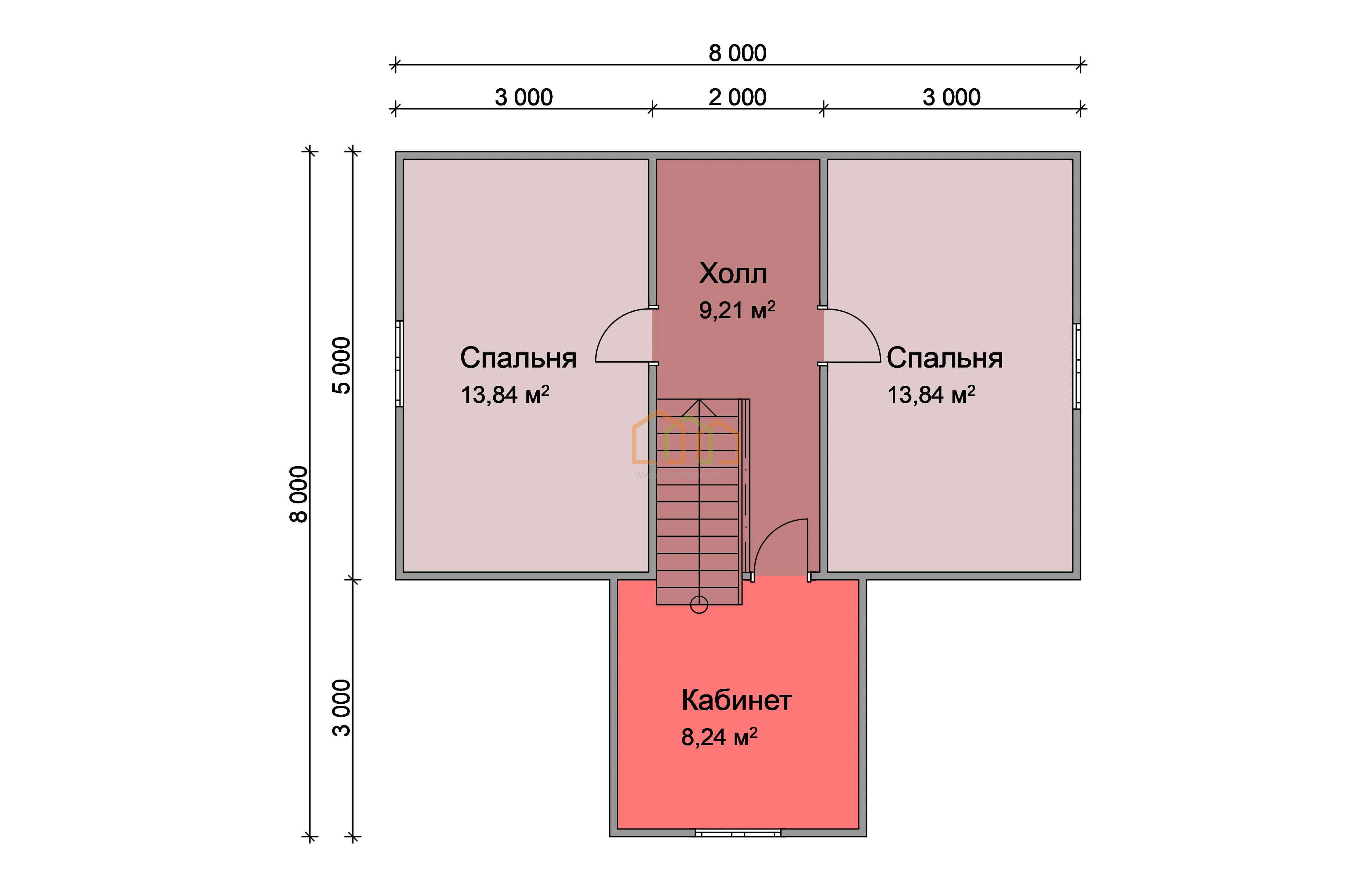 Дом из бруса 8х9 с террасой купить в Сухиничах за 1742000, площадь: 113 м2,  Брус 90х140 мм.